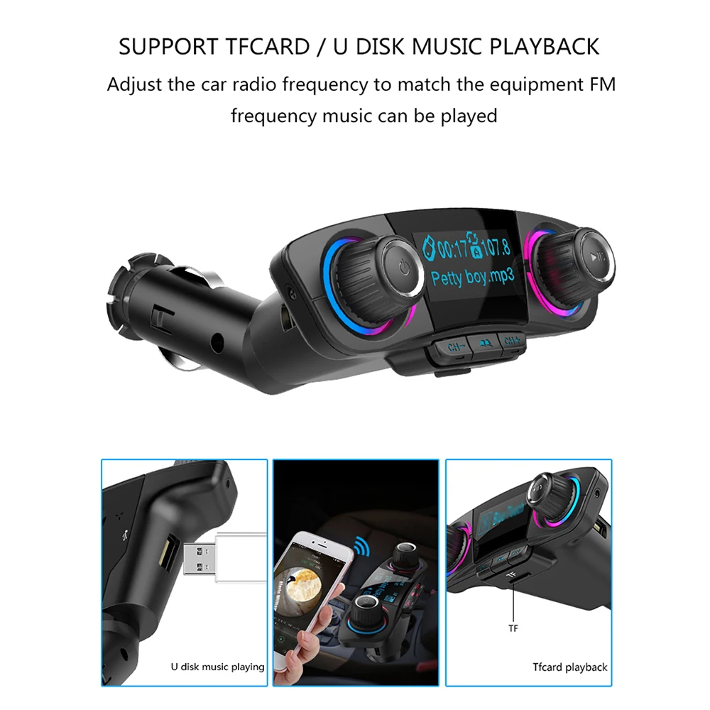 

BT Handsfree FM Transmitter Aux Modulator Car Kit Car Audio MP3 Player with Charge Dual USB Car Charging For Bmw Ford VW Audi A3