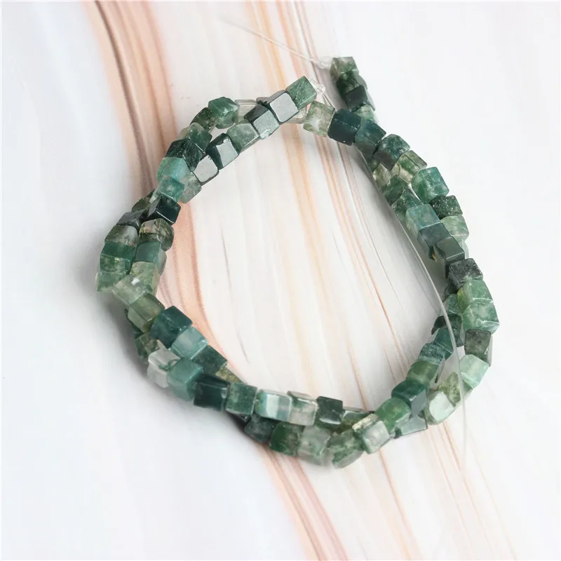 Linxiang Мода натуральный многоцветный куб свободные бусины DIY браслет ожерелье серьги шпильки аксессуары - Цвет: shui cao