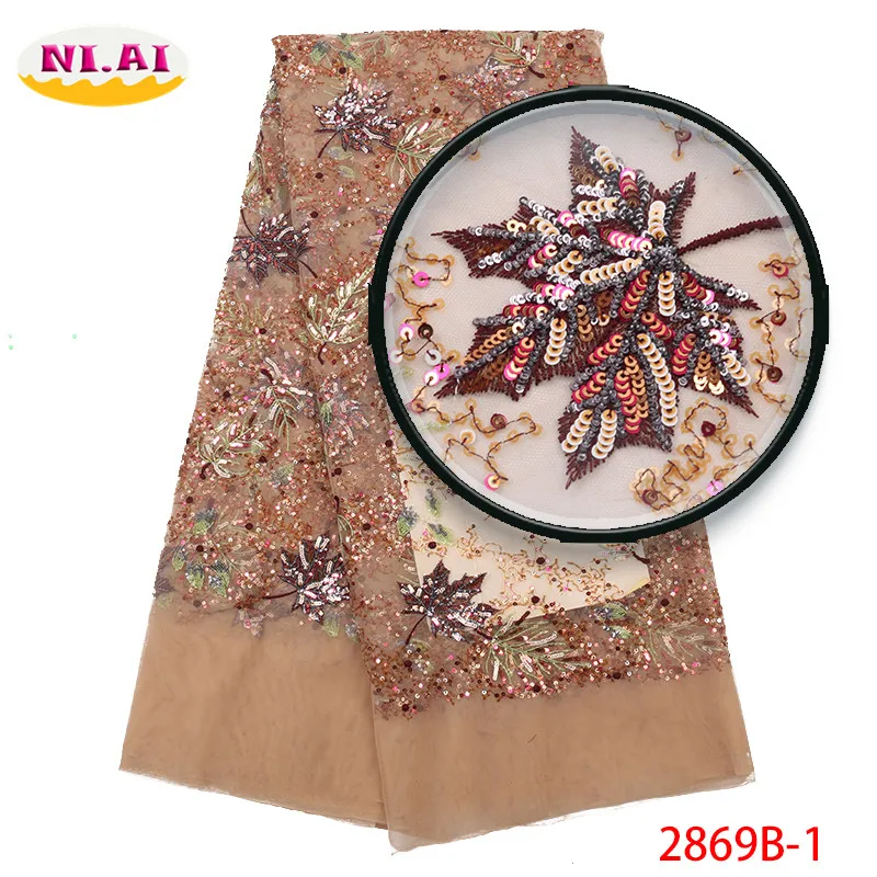 

African Lace Fabric Handmade Materials, Newest Leaf Design Nigeria Wedding, High End Lace Fabric Newest Mr2869b