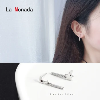 

La Monada Asymmetry Trendy Star Moon Korean Stud Earrings 925 Sterling Silver Fine Earrings For Women Party Accessories Mujer