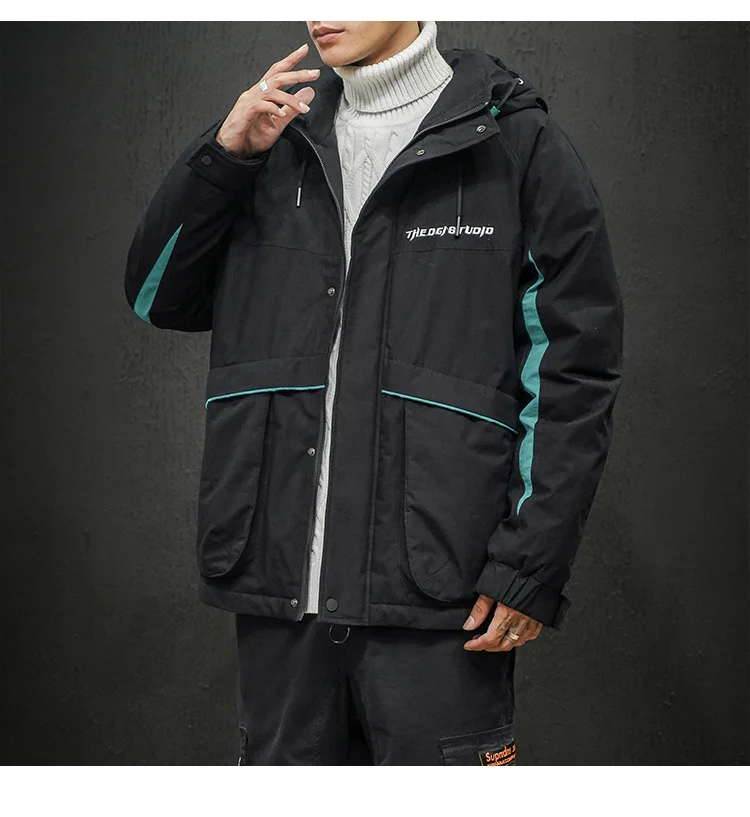 Winter Thick Hooded Jackets Parka Men Military Silk-Like Cotton Oversized Japanese Loose Coat Hip Hop Streetwear Men's Overcoat