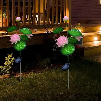 

3LED Solar Simulation Lotus Flower Light Garden Landscape Decorative Lamp