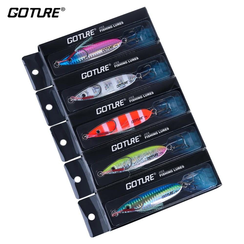 Goture 1PC Slow Jig 40g 60g Sea Boat Vertical Jigging Fishing Lead Metal Jig Tuna Fishing Lure