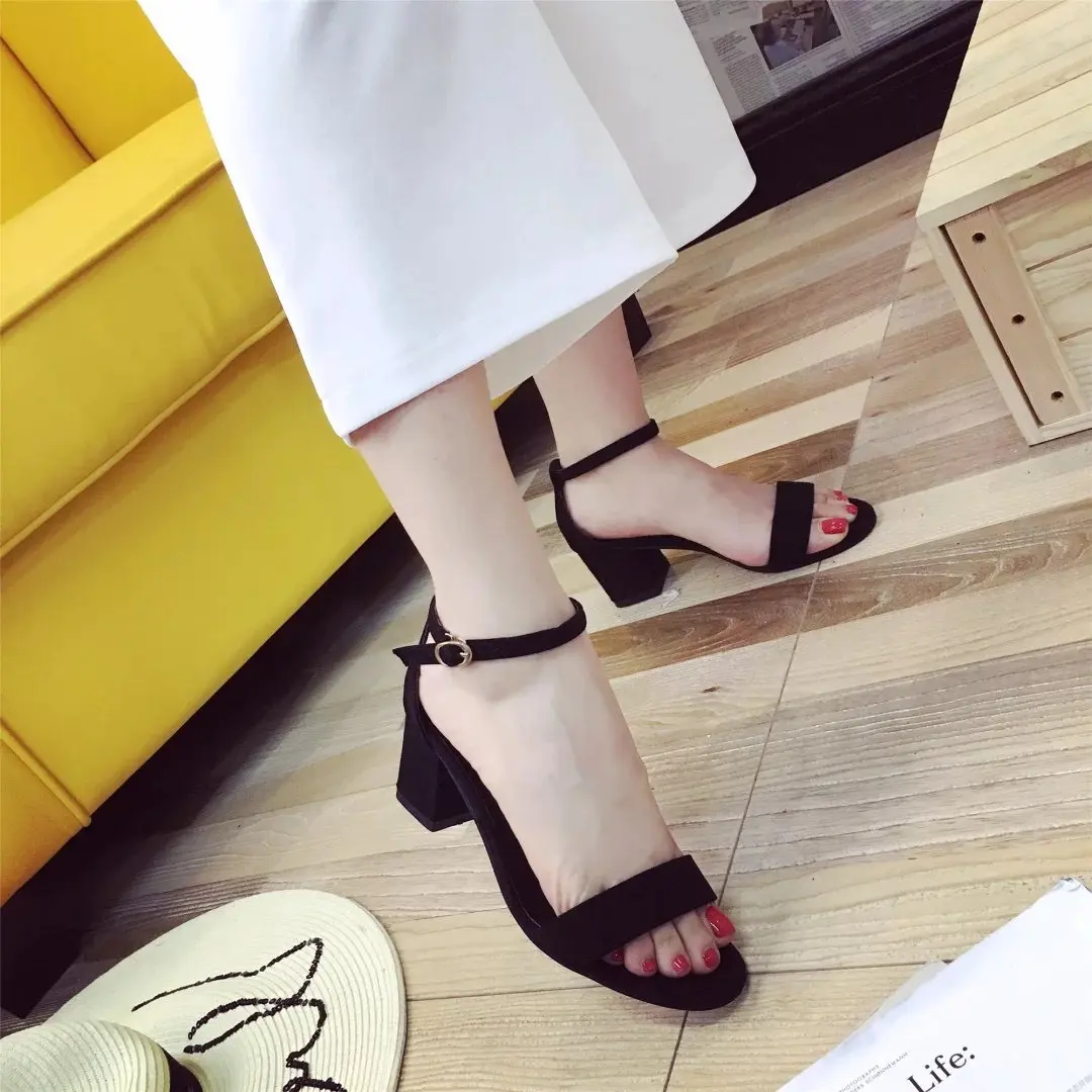 

2016 New Style WOMEN'S High-healed Sandals Women's Summer Chunky-Heel WOMEN'S High-heeled Shoes Buckle Fashion Casual WOMEN'S Sa