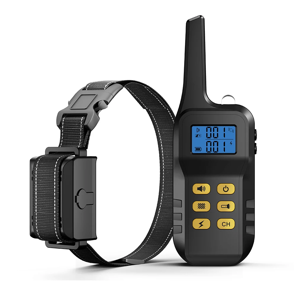 Collar de entrenamiento para perros, dispositivo eléctrico con vibración remota, descarga eléctrica, Control de sonido, tope de ladridos electrónico recargable, 1000m