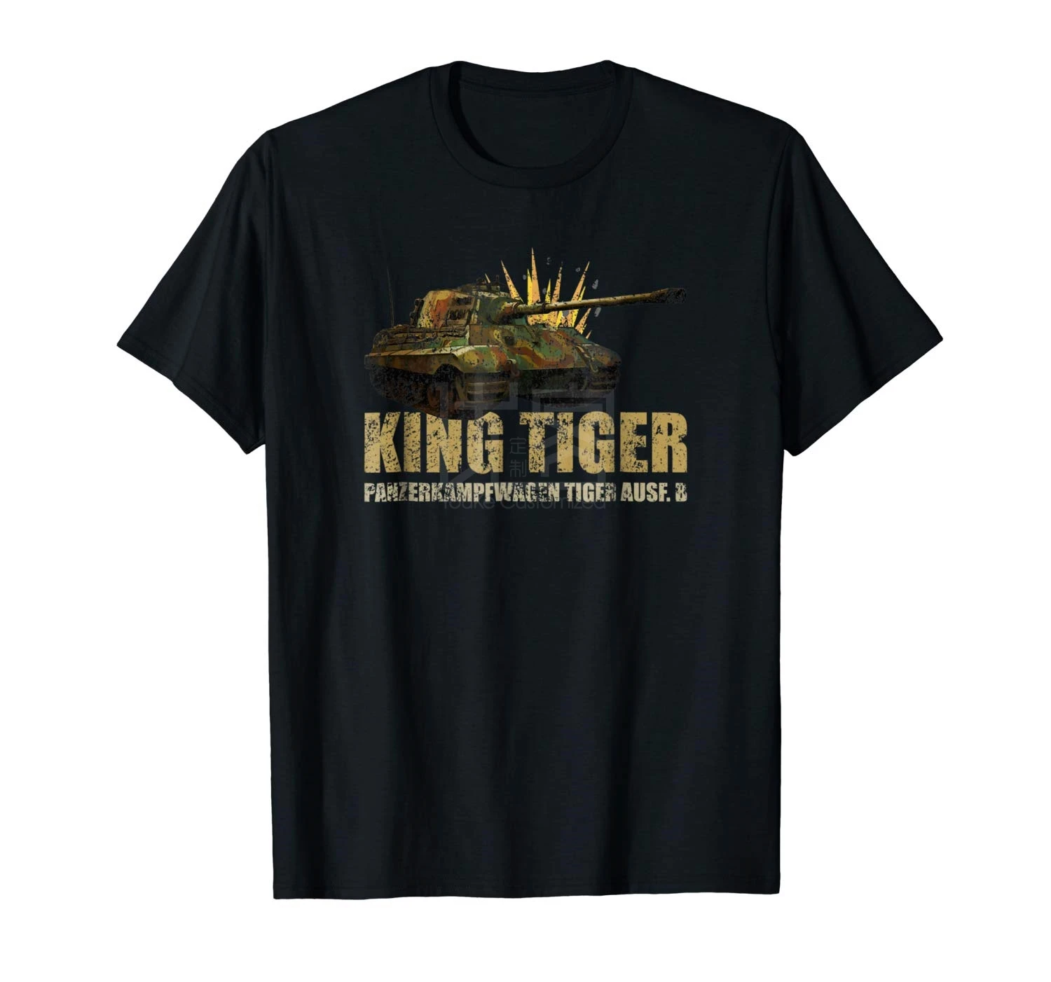 King Tiger II Panzer Tank Distressed WW2 немецкая армейская футболка с круглым вырезом летняя
