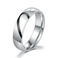 Fashion Titanium Steel Real Love Jewelry Heart Wedding Rings for Women Men Couple Engrave Silver Color Never Fade Full Size 4-15 2