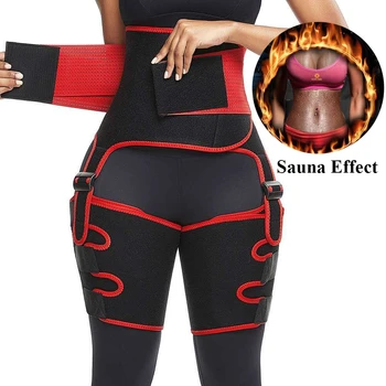 

3 in 1 Sauna Shaper Neoprene Waist Trainer Body Shapewear Women Thermo Belt Fitness Thigh Trimmer High Waist Slimming Sheath
