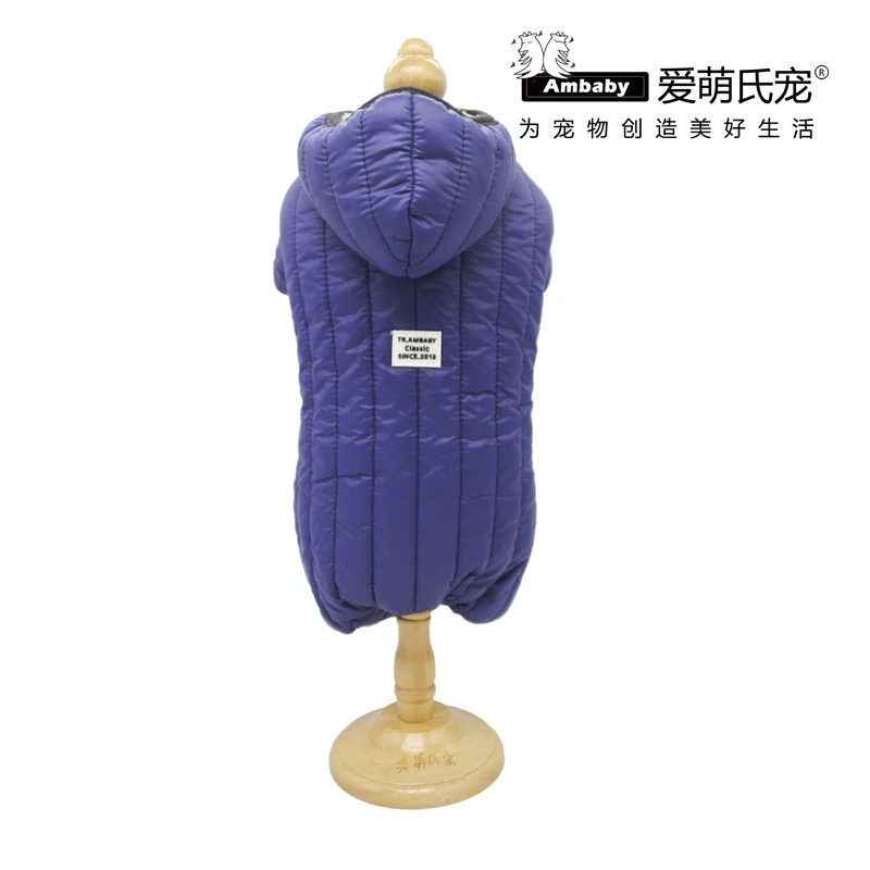 Dark Blue Ambaby осенне-зимняя одежда для домашних животных с капюшоном 4 брюки с широкими штанинами Теплый Собака Куртки Одежда с принтом в виде собак для маленьких собак средних и больших размеров, Размеры Домашние животные, собаки и кошки - Цвет: Dark Blue