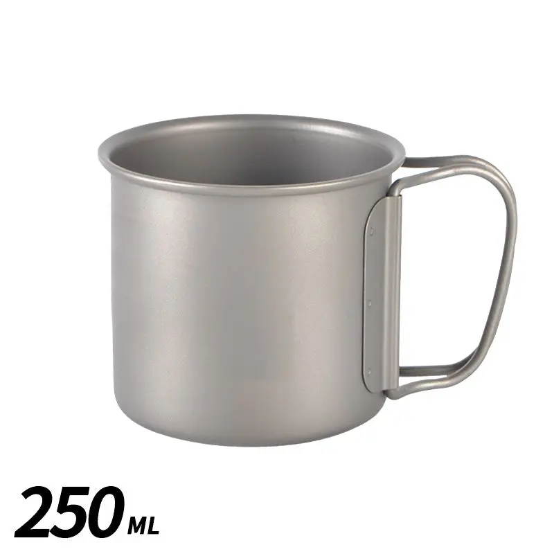 250ml Многофункциональная Высококачественная титановая чашка для кемпинга, уличная нагревательная кружка, складная ручка, титановый горшок с крышкой - Цвет: 250ml