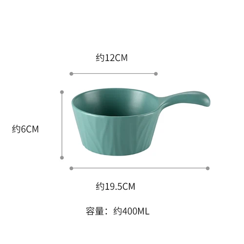 Керамическая миска с одной ручкой в скандинавском стиле, миска для фруктового салата, домашний противень для выпечки, блюдо для лапши, тарелка для десерта, бытовые кухонные принадлежности - Цвет: S  green