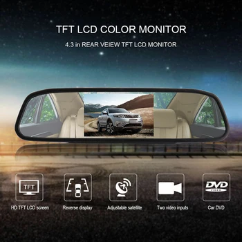 

4.3-Inch Rearview Mirror Kit Monitor+Waterproof Reverse Car Night Vision Backup 170 Degrees HD Color Image CCD Camera Universal