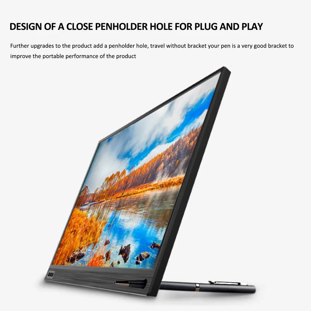 15.6 inch Portable Monitor HDMI 1920x1080 HD IPS Display Computer LED Monitor with Leather Case for PS4 Pro/Xbox/Phone