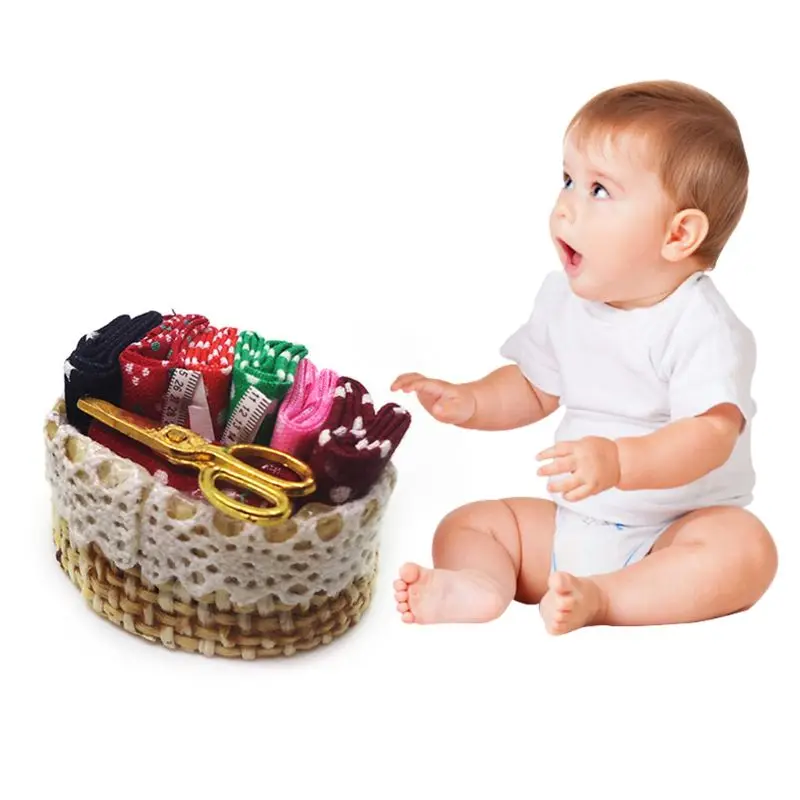 1:12 весы кукольный домик миниатюрная винтажная швейная корзина для инструментов украшения мебели игрушки