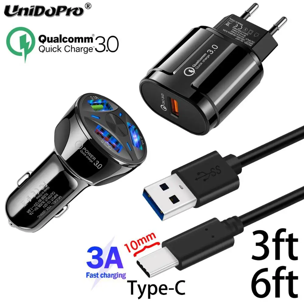 QC 3.0 AC Car Charger 10mm Long Tip Type C Cable for Archos Oxygen 101 S / 68XL Diamond 2 Note USB Cables Wall Chargeur | Мобильные