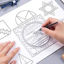 Règle géométrique multifonctionnelle, modèle de dessin géométrique, outil de mesure pour fournitures d'architecture de bureau et d'école