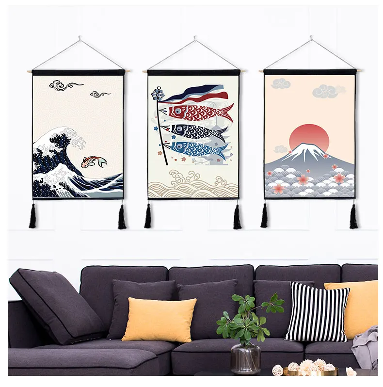 Японский стиль и ветер иллюстрация вешается на стену гобелен для спальни фоновая ткань 45*65 см