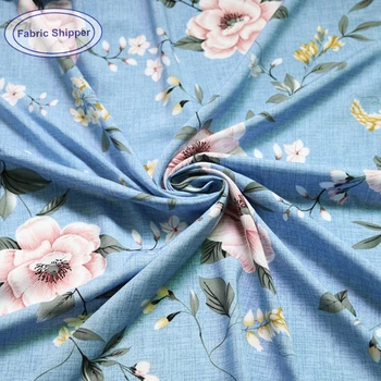 

100*140cm Blue Flower Viscose Fabric Soft Summer Dress Tissu Soft Rayon