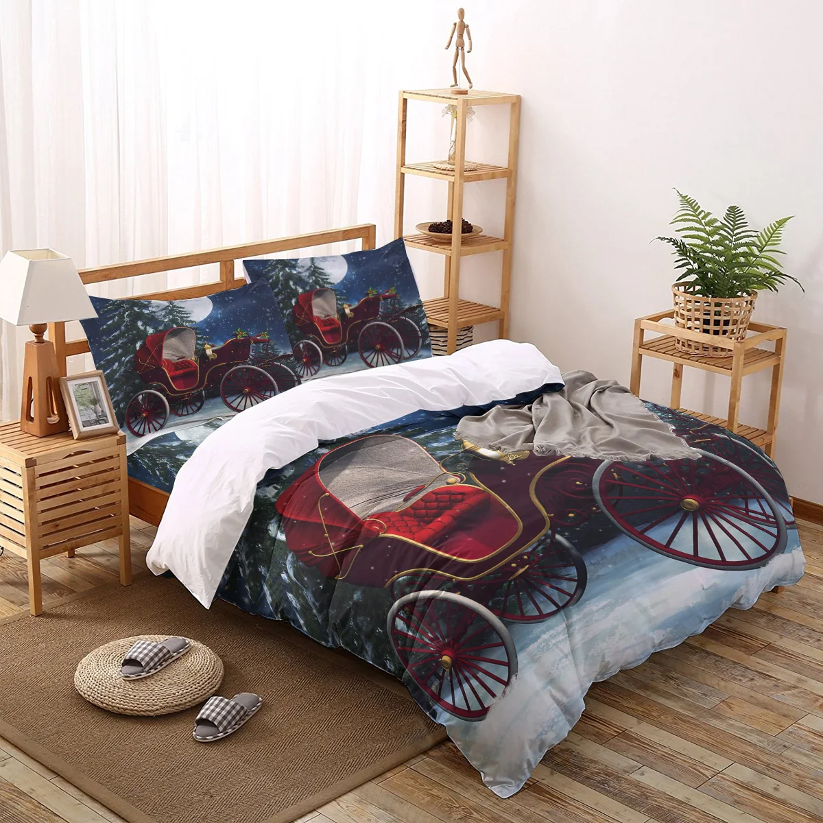 WARMTOUR пододеяльник Рождественский автомобиль Elk Cart набор пододеяльников 4 комплект постельного белья для кроватей