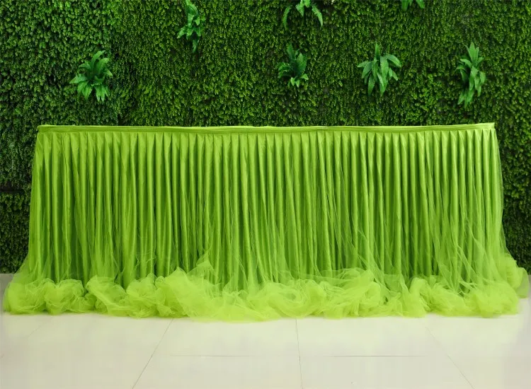 Organza Handmade Table Skirt for Party Wedding Home Decoration Birthday Party Wedding Party Banquet Table Skirting - Цвет: Зеленый