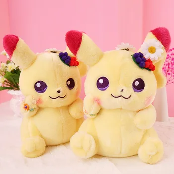 

Wreath Pikachu rabbit plush toy brown pillow toy lovely Cartoon doll for girlfriend birthday and gift for Children present