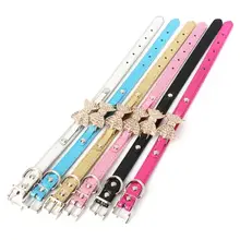 Ошейник для собак, кошек, щенков, Хрустальный ошейник с бантом, стразы с бриллиантами, регулируемый ошейник из искусственной кожи