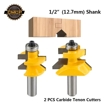 

2pcs 1/2" Shank Joint Router Bit Tenon Cutters Carbide Bead Router Bit Milling Cutter For Wood Tongue Groove Router Bit Set