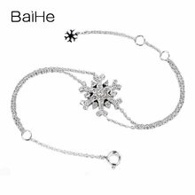 BAIHE Solid 14K белое золото 0.69ct Сертифицированный H/SI натуральные бриллианты свадебные женские модные ювелирные изделия Уникальный браслет