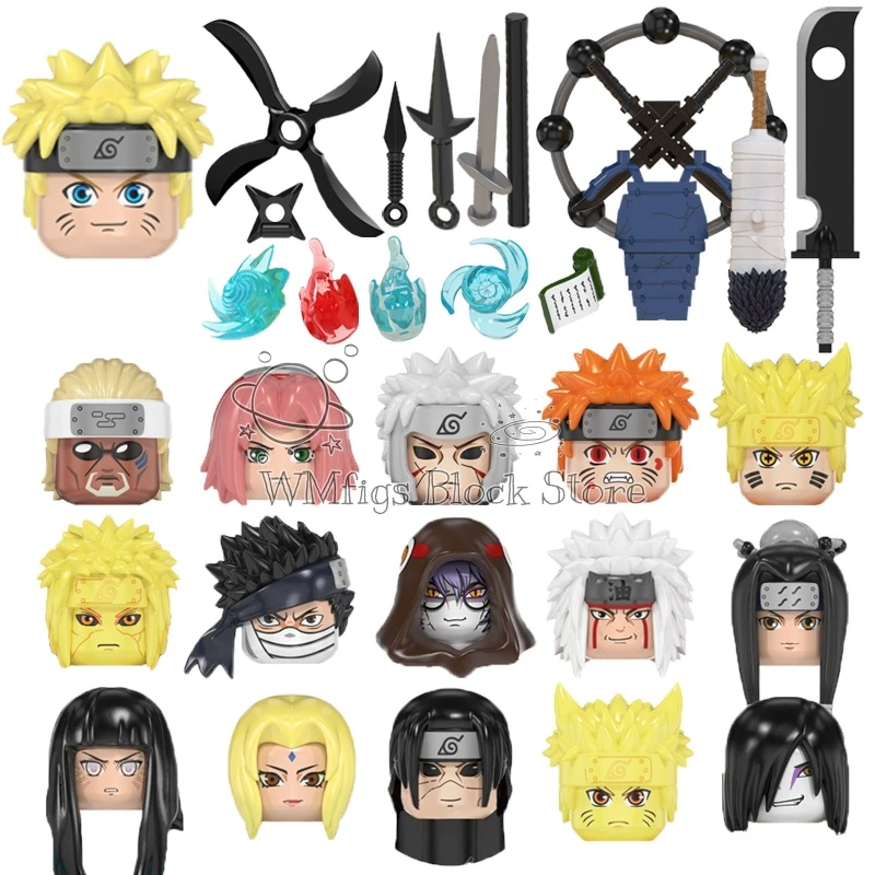 MOC WM6107 WM6108 аниме серия Head Hair оружия аксессуары Коллекция строительных блоков