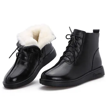 

New Light Fashion Winter Genuine Leather Boots Women Snow Boots Flat Boots Comfort Wool Women Boots Casual Shoes Ankle Boots