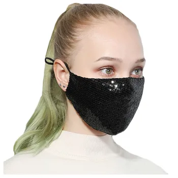 

Fashion Sequin mask Cotton Keep Warm anti-haze Masks Shining Party unisex Breathable Mouth Respirator Washable Face Cover Masks