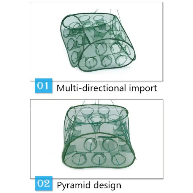 Усиленная Автоматическая рыболовная сеть с 5-13 отверстиями, нейлоновая Складная ловушка для ловли рыбы, ловушка для ловли креветок, Minnows, краб, литая сетка, рыболовная сеть