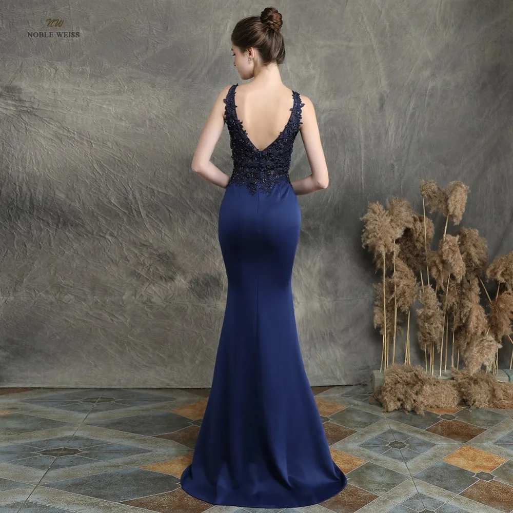 prom dresses 2019 black mermaid elastic party dress sexy vestidos de gala v-neck appliques beading prom gown