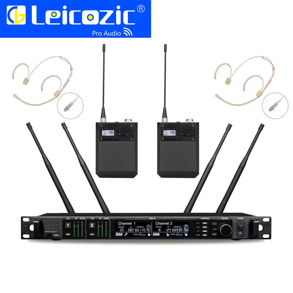 headset Leicozic AD4D цифровой беспроводной микрофон профессиональный двухканальный цифровой приемник 645-695 МГц истинное разнообразие сцены Mircrofone - Цвет: headset