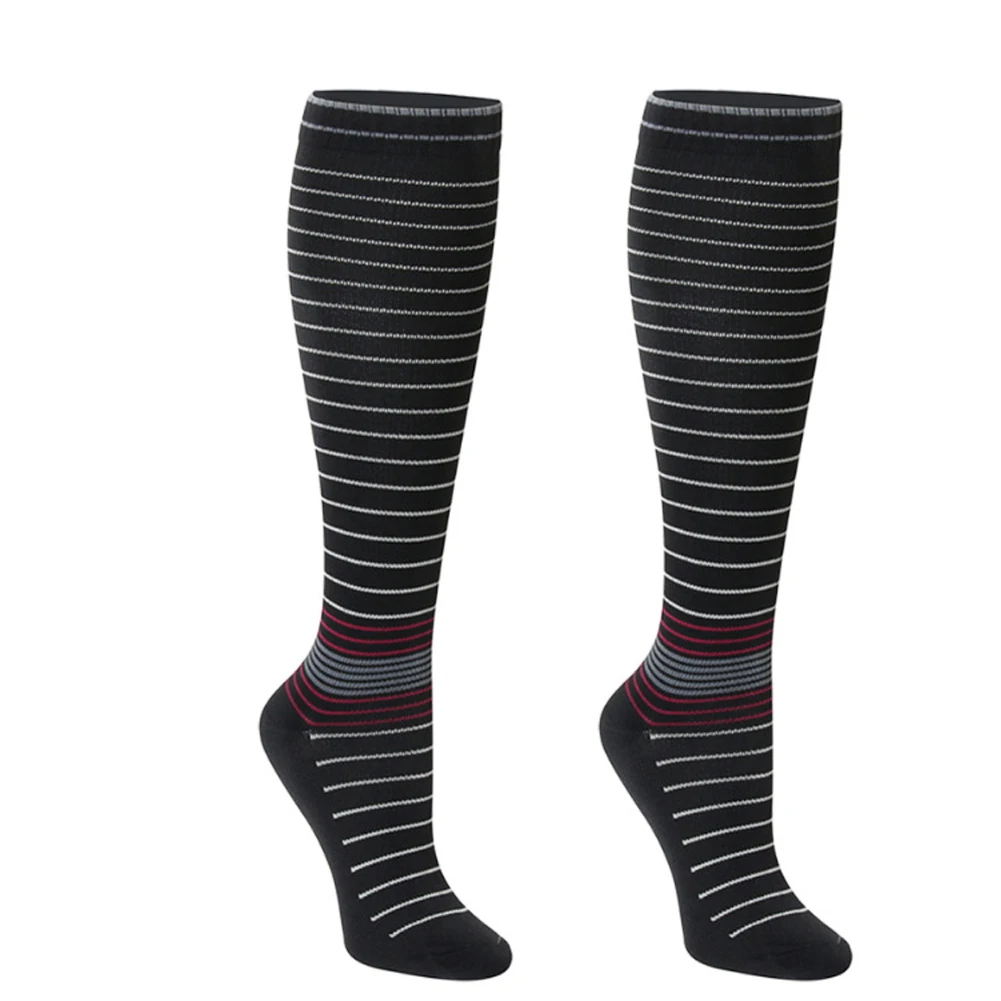 Men Women Flight Travel Striped Outdoor Cycling Compression Socks Breathable Nurses Running Athletic Riding Pregnancy Stretch - Цвет: Черный