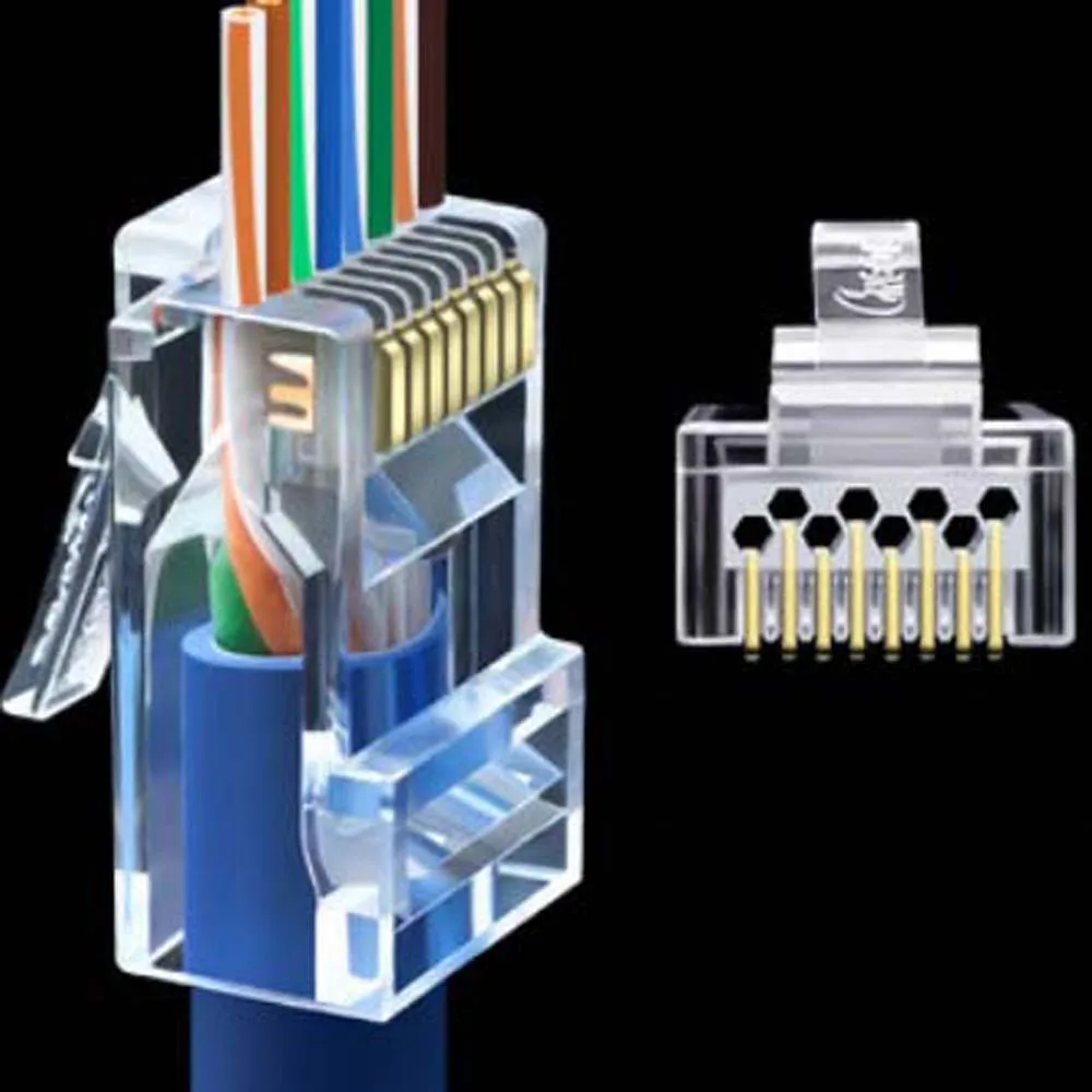 Connecteur RJ45 Cat6 Cat6A Jack UTP plaqué or passer à travers les câbles Ethernet prise de RJ-45 réseau Cat5 Cat5e STP blindé