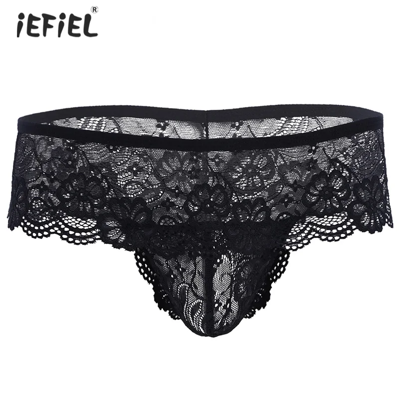 Men Lingerie Lace Bikini Briefs Sissy Panties Jockstrap Underwear Sexy Mens Thongs and G-strings Bulge Pouch Open Crotch | Тематическая
