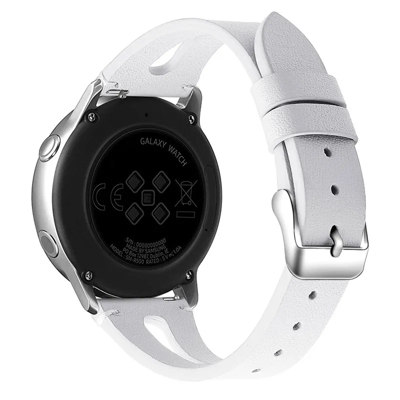 Белый Новые кожаные ремешки для часов samsung galaxy watch active/active2 40 мм 44 мм сменные ремешки для galaxy watch 42 мм браслет - Цвет: Белый