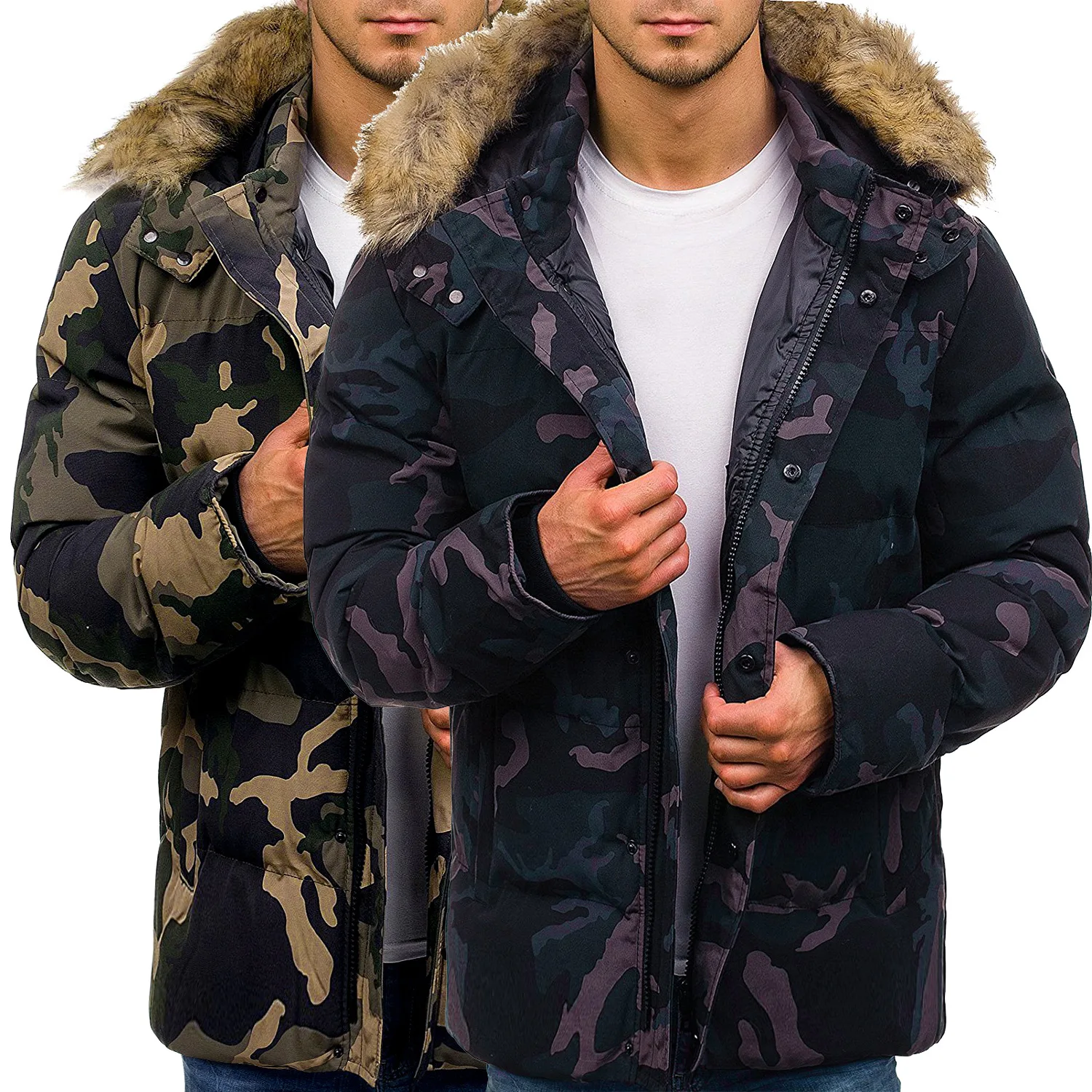 AliExpress для мужчин, Европа и Америка, модное толстое пуховое хлопковое камуфляжное пальто