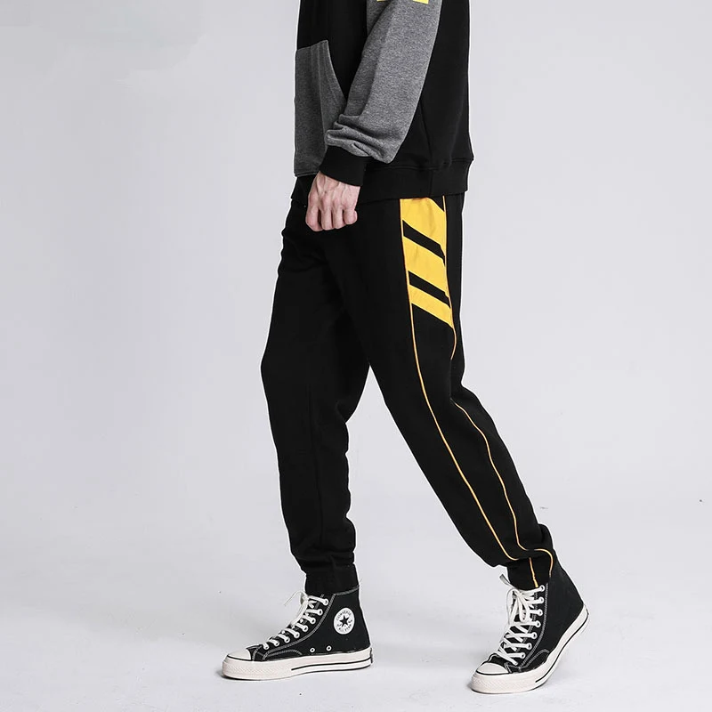 19SS мужские и женские модные длинные штаны хип-хоп печать уличная Джастин Бибер контрастные полосы черные бегущие брюки для байкеров брюки