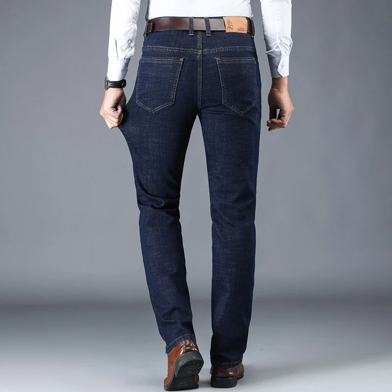 Newly Fashion Men Jeans Straight Casual Business Jeans Men High Quality Cotton Elastic Classical Smart Jeans Pants Size 28-42