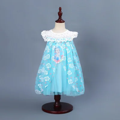Blue dress Детская накидка; одежда для снежной принцессы Эльзы; Мантилья; накидка-накидка - Цвет: Blue dress