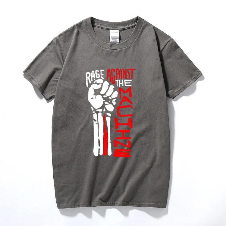 Мужские футболки, мода, Rage Against The Machine, Мужская футболка, хлопковая Повседневная футболка с коротким рукавом, топы, футболка Homme - Цвет: Темно-серый