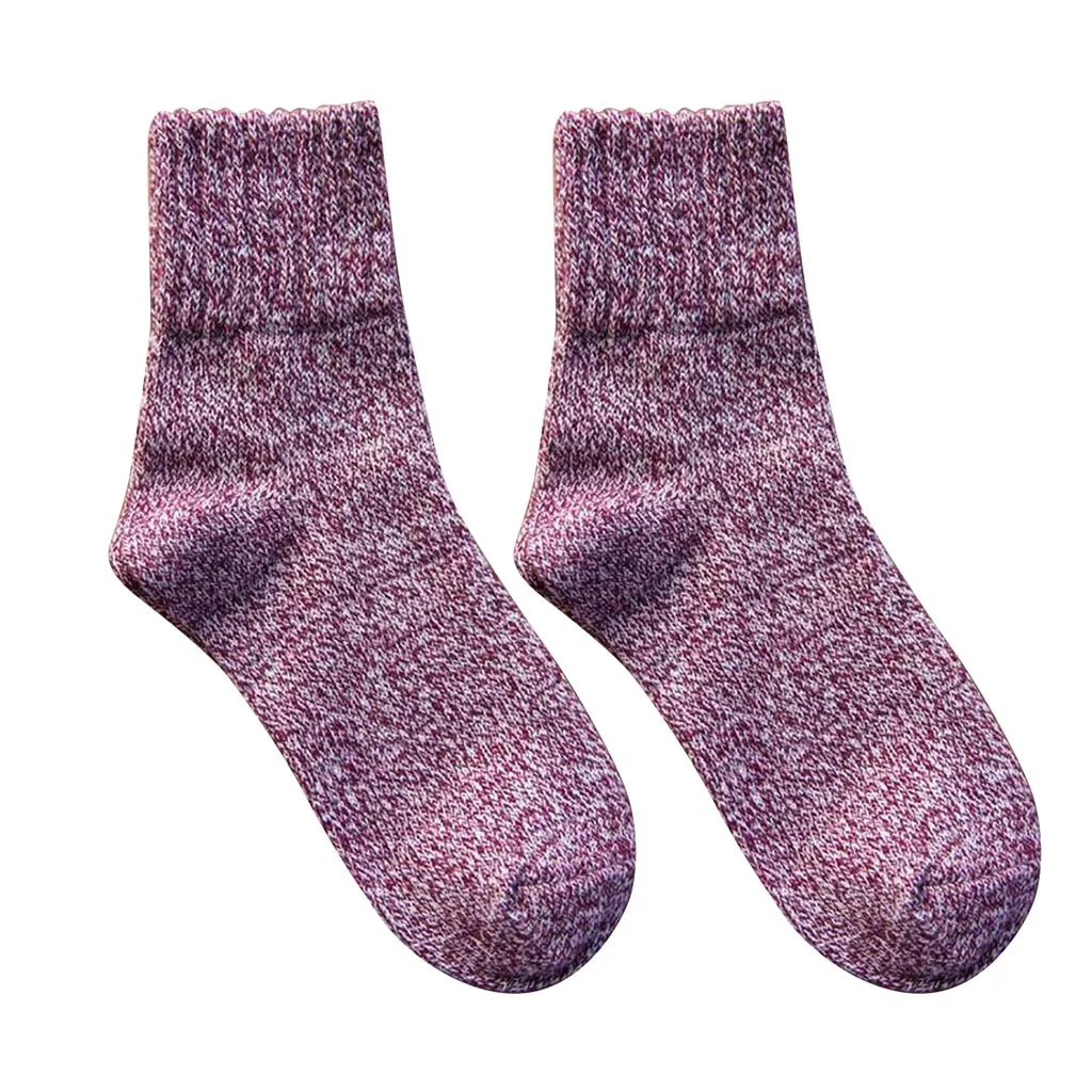 Модные женские носки; хлопковые повседневные теплые толстые шерстяные мягкие дышащие носки; сезон осень-зима; Прямая поставка; calcetines mujer - Цвет: Бургундия