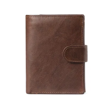 

2020 NEW Men's Wallet RFID Anti-theft Multi-Card Casual Vintage Leather Wallet Large-Cap Buckle Clutch Purse