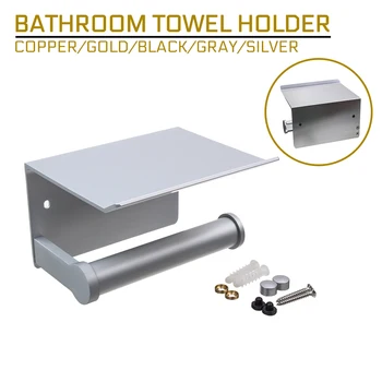 

Bathroom Toilet Towel Paper Holder with Tissue Boxes Shelf Towel Rack Black Phone Holder Wall Mount WC Rolhouder Paper Holder