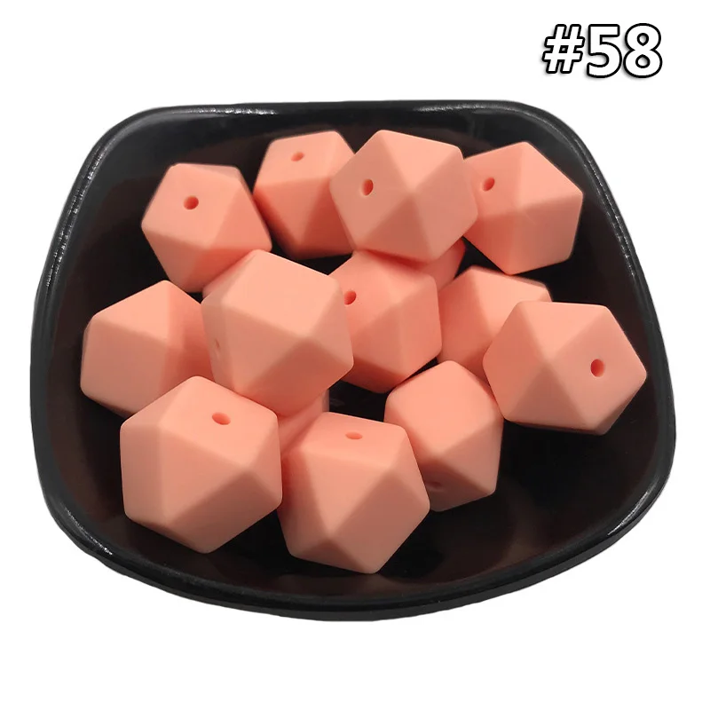 Silicone teether 58 10 шт. DIY 14 мм детский силиконовый Прорезыватель для зубов пищевой пустышки цепи шестигранные бусины аксессуары Детские Прорезыватели пустышки цепи игрушки - Цвет: Silicone teether 58