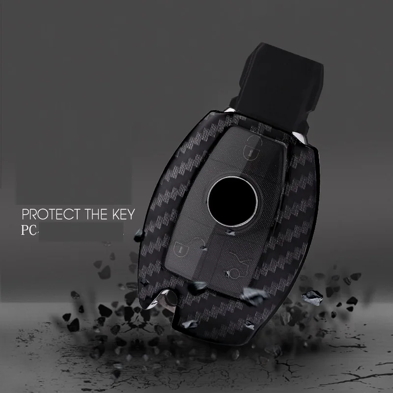 Углеродное волокно зерна PC+ ТПУ ключ чехол Чехол для ключа цепь для Benz A B R G класс GLK gla W204 W251 W463 W176