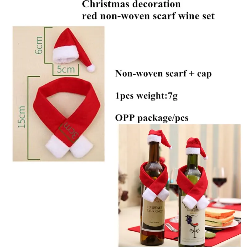 1 X Scarf bottle set Рождественские шляпы Рождественские подарки Рождественские украшения Новогоднее украшение Санта Клаус шапки фестиваль Декор посуда декоративные 40% скидка - Цвет: 1 X Scarf bottle set