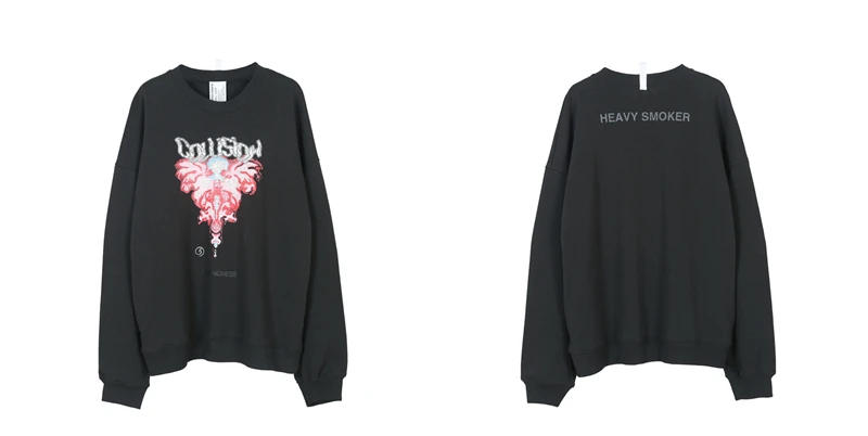Черный CoooColl Новинка 19FW Осень Зима хип-хоп одежда с капюшоном для улицы модный хип-хоп тяжелый дымчатый принт Толстовка для мужчин пуловер Топ толстовки - Цвет: Черный